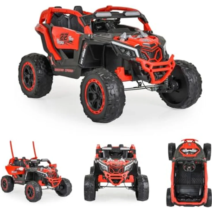 Moni Kinder Elektrofahrzeug Jeep Kansas (12 V) mit robustem Design, geeignet für kleine Abenteurer, in grün – Bild 1
