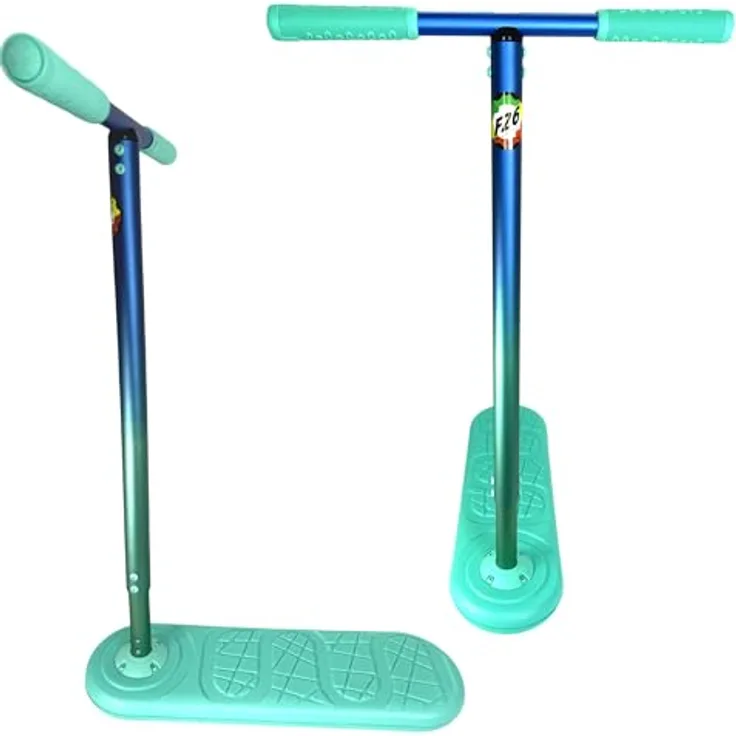 Indo Kickstarter Trampolin Stunt-Scooter Trick Trainer 570-670 H=62-72cm Neon, verstellbarer Lenker, High-Rebound-Schaumstoff-Deck, weiche TPU-Griffe