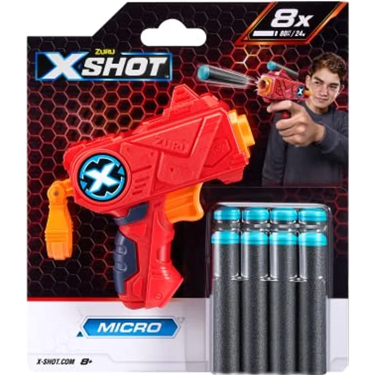 XSHOT - Excel Mikro-Pistole aus Schaumstoff, 1 Schuss mit 8 Pfeilen, für bis zu 25 m, 3613TQ1-22 – Bild 2