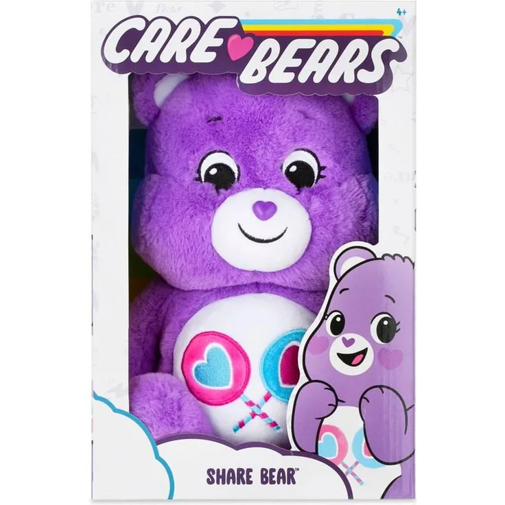 Troetelbeertjes Care Bears Plüschfigur Share Bear, 35 cm, weiches Plüschdesign mit detailliertem Belly Badge, Sammelbarer Teddybär