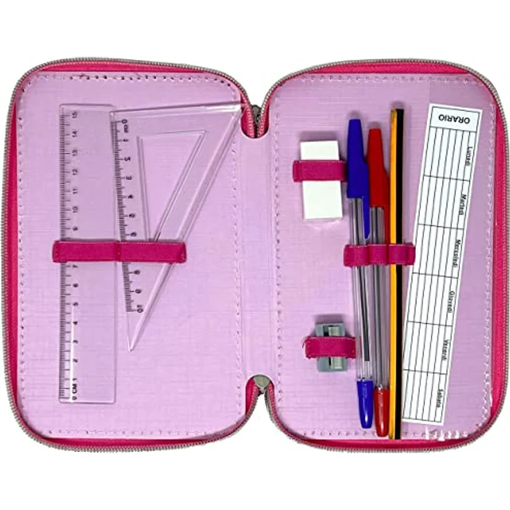 Clondo Disney Minnie Maus Federmäppchen, 44 Teile, mehrfarbig, etui mit 3 Fächern, 20 cm, inkl. Stiften und Zubehör für Grundschule – Bild 3