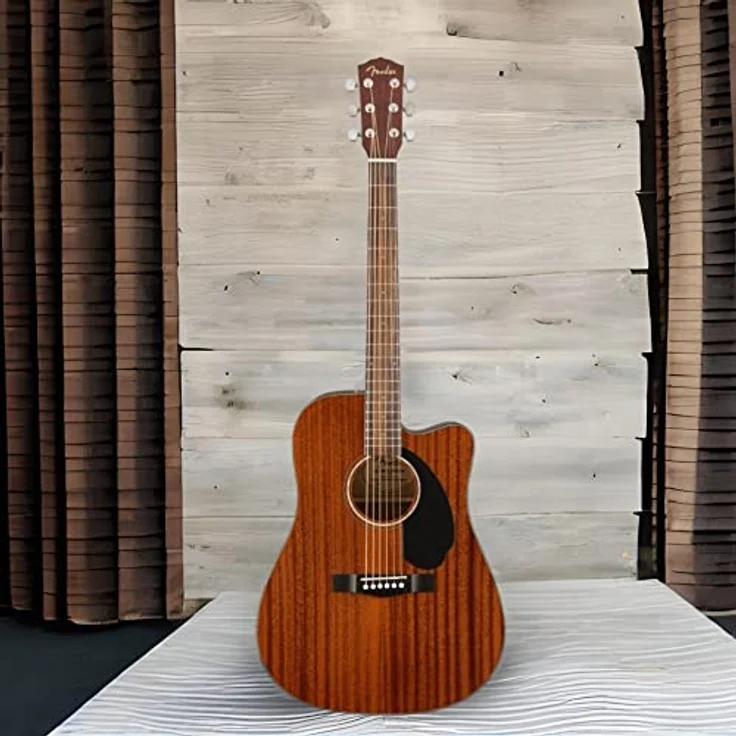 Fender Classic Design CD-60SCE, elektrisch-akoestische Westerngitarre aus Mahagoni mit eingebautem Tuner, braun – Bild 9