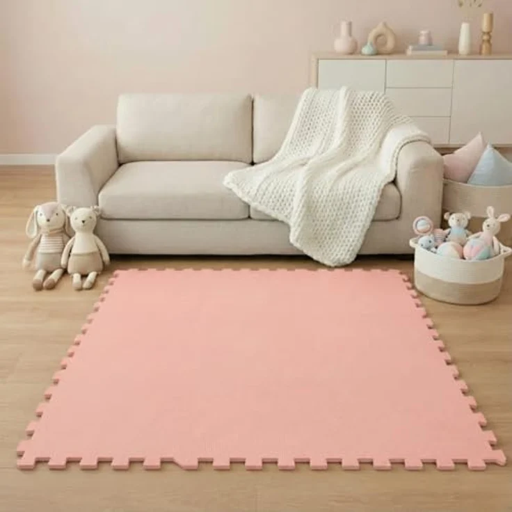 LittleTom Spielmatte Baby Puzzlematte Rosa, 18 Teile 30x30 cm, rutschfest & stoßdämpfend, pflegeleicht, erweiterbar – Bild 2