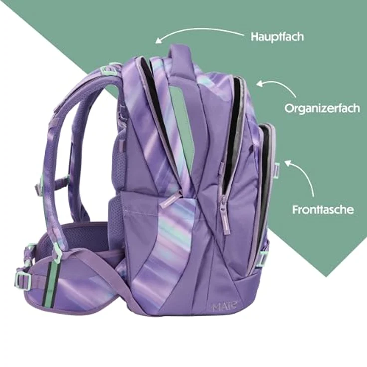 coocazoo Schulrucksack Mate, 44 cm, 30 Liter, ergonomisches Easy Grow System, Arctic Lights – Bild 3