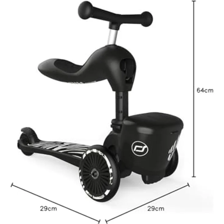 Scoot&Ride Highwaykick 1 Lifestyle, 2in1 Rutscherfahrzeug und Scooter mit Transportbox, Farbe: zebra – Bild 10