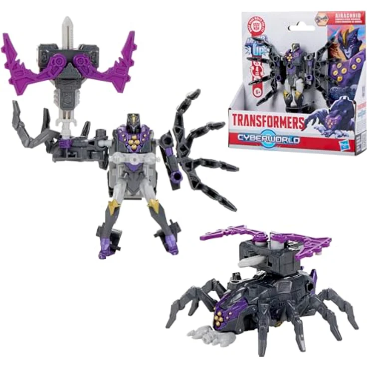Transformers CYBERWORLD Airachnid Cyber Changers Action-Figur (10 cm), schneller Wechsel in den Spinnen-Modus, mit verändertbarem Hammer, für Jungen und Mädchen ab 6 Jahren – Bild 1