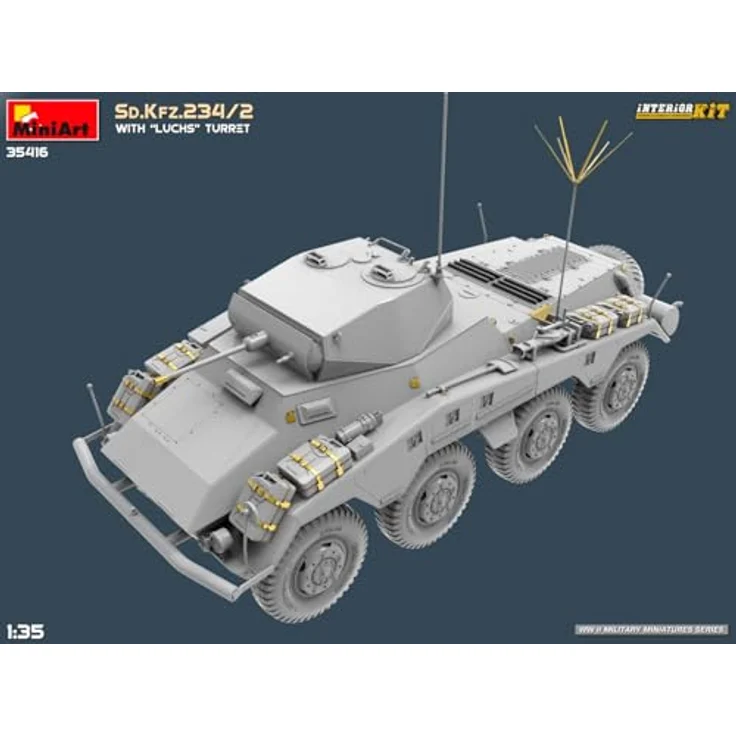 Other 1:35 Sd.Kfz.234/2 mit Luchs Turm, Modellfahrzeug mit detailliertem Interieur und Photoätzteilen, zwei Varianten darstellbar – Bild 12