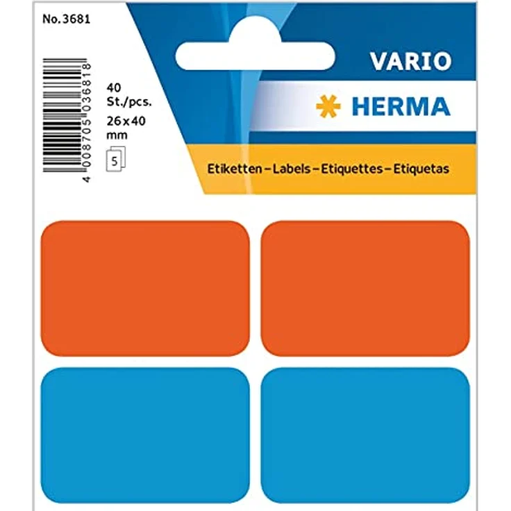 HERMA 3681 Vielzweck-Etiketten, 40 Stück, 26 x 40 mm, selbstklebend, bunte Haushaltsetiketten zum Beschriften, ideal für Kalender und Planer, umweltschonend, matt, blanko Papier – Bild 3