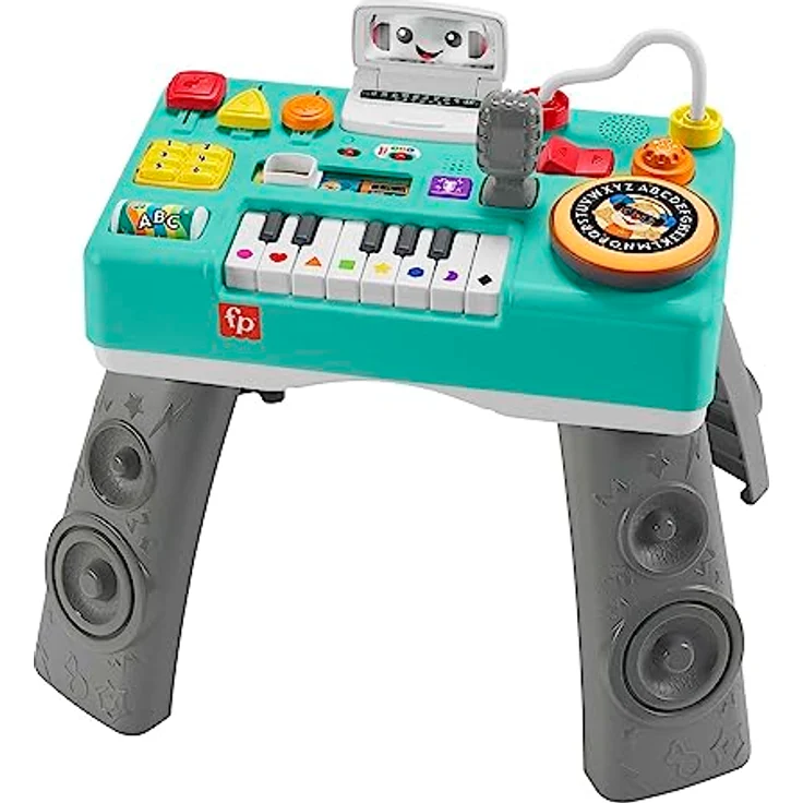 Fisher Price Lernspaß DJ Spieltisch, interaktives Aktivitätszentrum zur Förderung der Feinmotorik mit Musik- und Soundeffekten – Bild 1