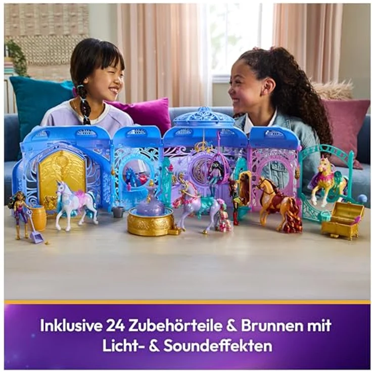 Spin Master Anziehpuppe Unicorn Academy - Stall Starglow Fountain & Stable, mit Licht- und Soundeffekten, 90 cm ausklappbar, inkl. Wildstar und 24 Zubehörteilen – Bild 2