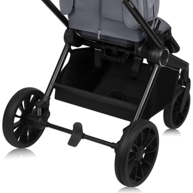 Lionelo MIKA PLUS 2-in-1 Buggy AiryDots, 360° drehbare PU-Räder, XXL-Verdeck, blau – Bild 3