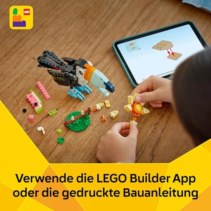 LEGO Creator 31173, 3-in-1 Baukasten mit 225 Teilen, Tropischer Tukan, geeignet ab 7 Jahren, 12 cm groß – Bild 6