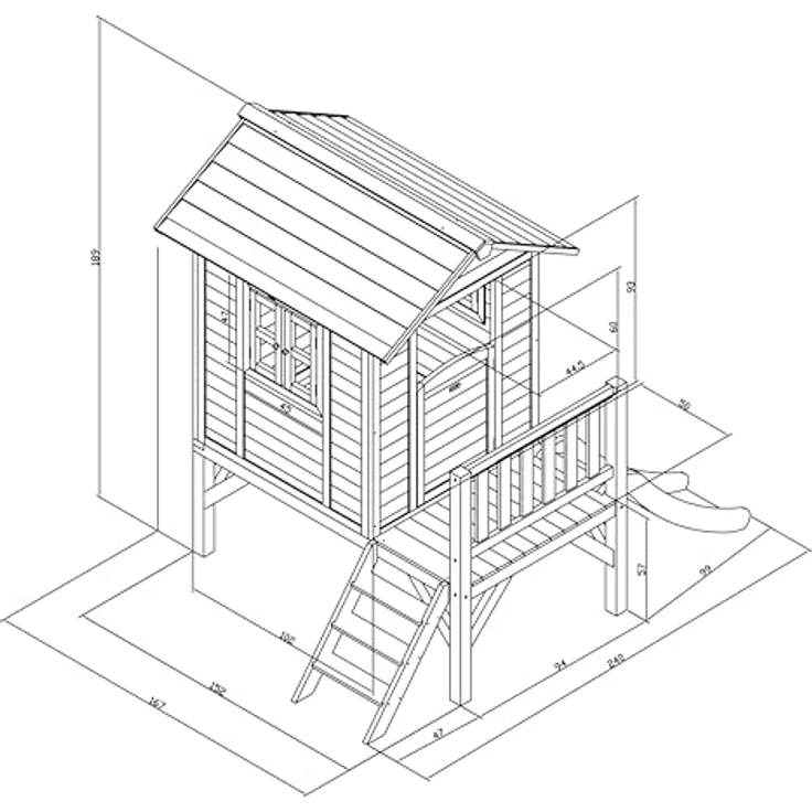 AXI Spielhaus Beach Lodge XL, Stelzenhaus aus FSC Holz in Blau mit Rutsche, 167 x 240 x 189 cm, für Kinder im Garten – Bild 3