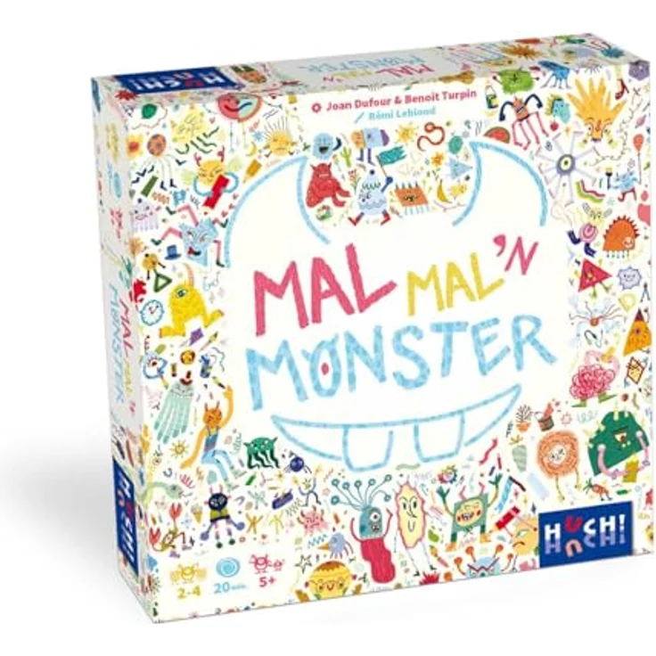 Huch & Friends Mal mal'n Monster 1, Brettspiel zur Monsterzeichnung mit gruseligem Gruselometer – Bild 1