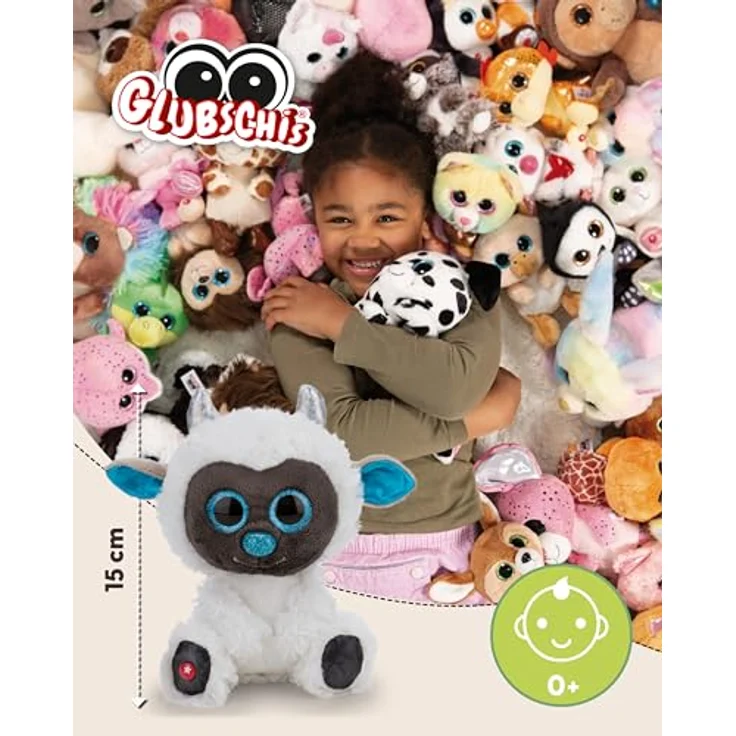NICI Kuscheltier GLUBSCHIS Yeti Yürgen 15cm, weiß, Plüschstofftier mit blauen Glitzeraugen und silbrig glänzenden Hörnern, ideal zum Kuscheln und Spielen für Kinder & Erwachsene, tolle Geschenkidee – Bild 2