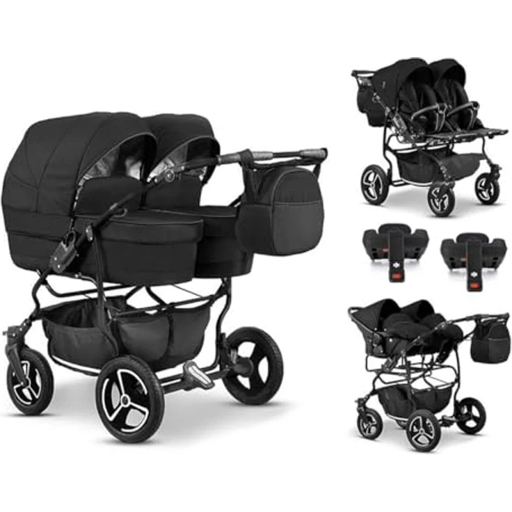 Elcar Zwillingskinderwagen 5 in 1 Twin Star inkl. Autositze und Iso Bases - Komplettset in 16 Farben – Bild 1