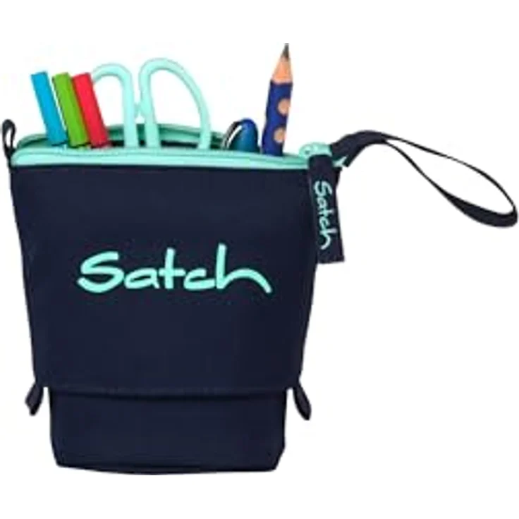 Satch Pencil Slider, Federmäppchen mit 3 Innenfächern und Geheimfach, recycelte Materialien, Ocean Mint - Blau – Bild 4