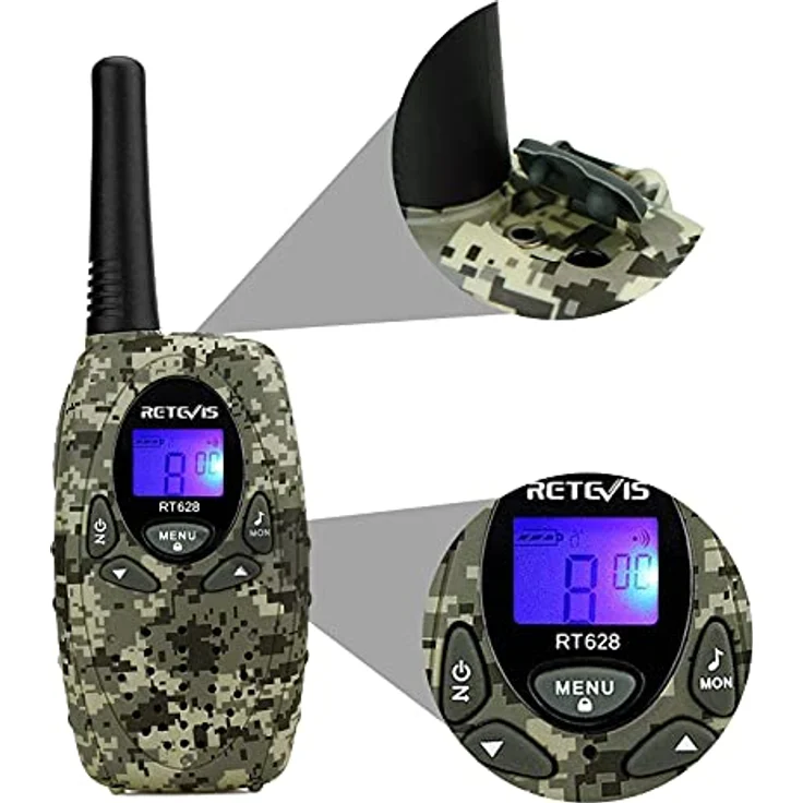 Retevis RT628 Walkie Talkie Kinder, Große Reichweite Funkgerät, Einfache Handhabung PMR446 Spielzeug ab 3-12 Jahre, Spy Gear, Reisen, 1 Paar, Tarnung – Bild 9