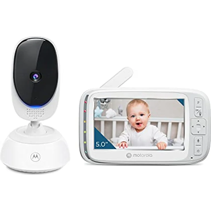 Motorola Nursery Babyphone mit Kamera VM75 - 5-Zoll-Elterneinheit, Nachtsicht, Zoom, Zwei-Wege-Kommunikation - Weiß – Bild 1