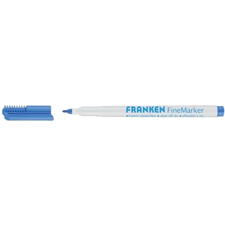FRANKEN FineMarker Tafelschreiber, Whiteboard Marker mit 1-2 mm Strichstärke, geruchsneutral, blau, 1 Stück – Bild 2