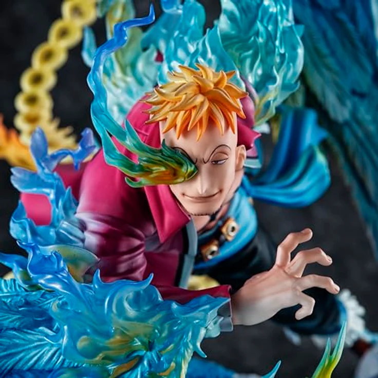 Megahouse One Piece P.O.P MAS Maximum PVC Statue Marco the Phoenix, 32 cm, detailreiche Figur für Sammler, präsentiert in Fensterbox – Bild 8