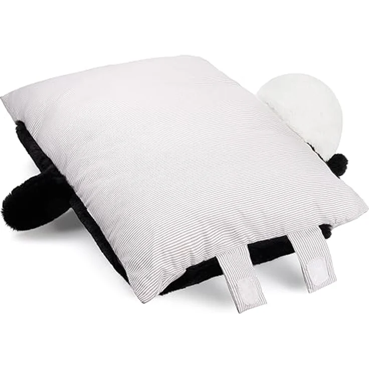 BRUBAKER Kuscheltier-Kissen Panda - 2 in 1 Plüschtier und Kuschelkissen 40 x 30 cm - Schwarz Weiß - aufklappbares Kinder Plüschkissen mit Klettverschluss – Bild 4