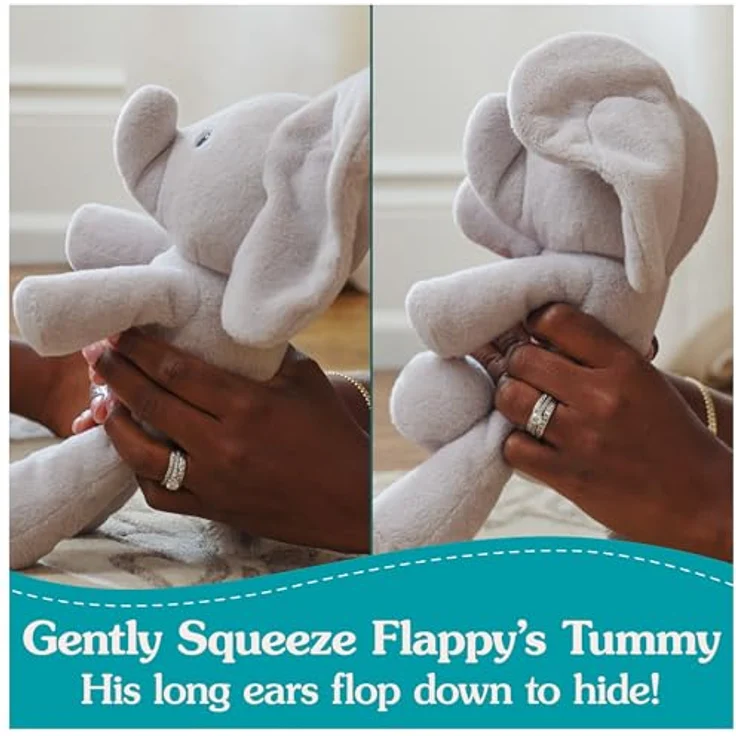 GUND Baby Peek-a-Boo Flappy Elefant Plüsch, animiertes Stofftier für Babys ab 0 Jahren, grau, 17,8 cm – Bild 3