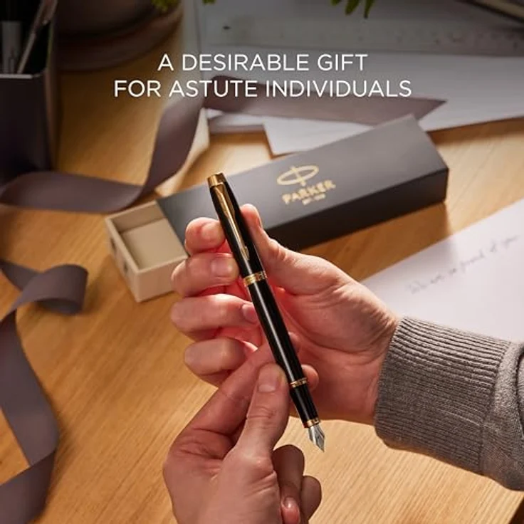 Parker Füllhalter IM Grey Lacquer GT, Premium Füller goldene Zierteile Feder M – Bild 6