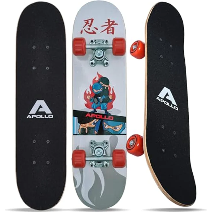 Apollo Kinder Skateboard, | kleines Komplett Board mit ABEC 3 Kugellagern und Aluminium Achsen | Coole Designs für Kinder | Cruiser Boards für Mädchen und Jungs | Kinder Skateboard ab 3 Jahre - Preisvergleich – Bild 1