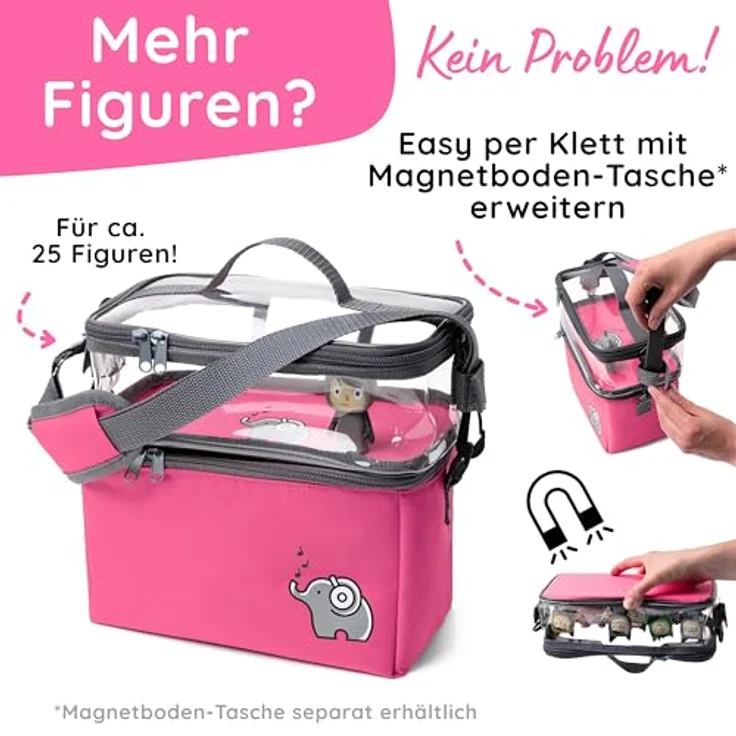 fantifant Musikbox Tasche für Toniebox [ + Netzbeutel für Tonie Aufbewahrung ] Flexible TRANSPORTTASCHE FÜR TONIEBOX Tasche für Starter Set, Figuren und Zubehör I aus recyceltem PET I flamingopink – Bild 7