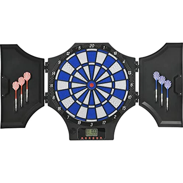 SPORTNOW Elektronische Dartscheibe, Dartautomat mit 31 Spielen & 285 Programmen, LCD-Anzeige, für bis zu 8 Spieler, inkl. 6 Dartpfeilen - blau – Bild 1
