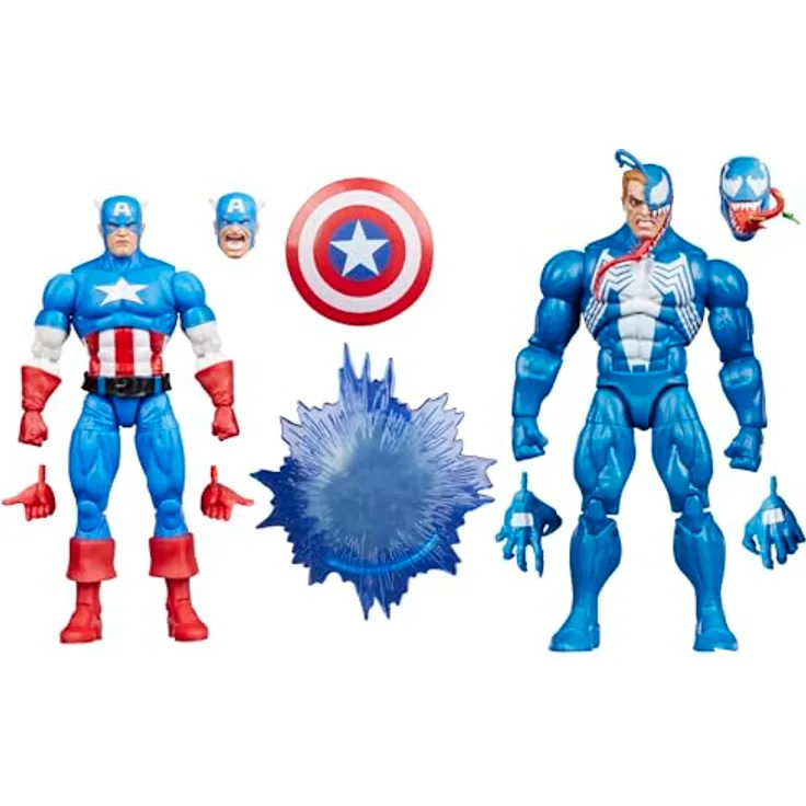 Marvel Legends Series Gamerverse Captain America vs Venom, Action-Sammelfiguren 15 cm mit 8 Accessoires und über 20 Bewegungspunkten
