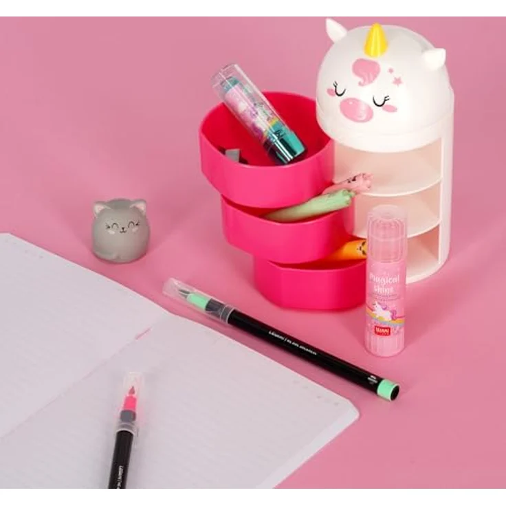 Legami Aww-rganiser Unicorn, Schreibtisch Organizer mit Schiebedeckel und 3 Schubladen, 16,5 x 8,2 cm, PS Material – Bild 3