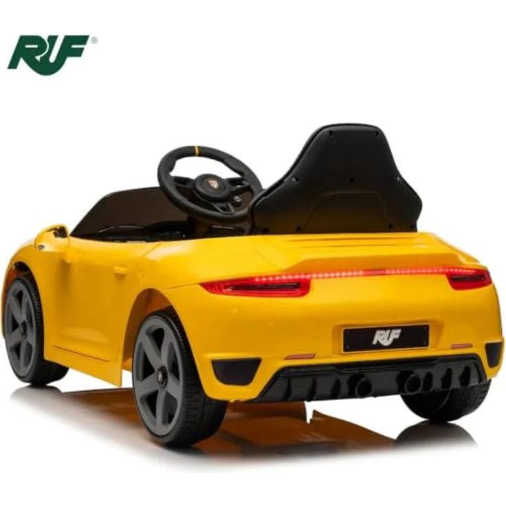 Porsche RUF GT Kinder Elektro Auto, 12V, für 1-5 Jahre, mit Fernbedienung, gelb, MP3-Player, Sicherheitsgurt, Weiche EVA-Reifen – Bild 3