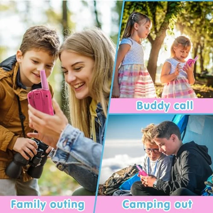 Kearui Walkie Talkies für Kinder, 8-Kanal Funkgerät mit VOX-Funktion und LED Taschenlampe, 3 Meilen Reichweite, für Mädchen 3-12 Jahre, Rot Rosa – Bild 4