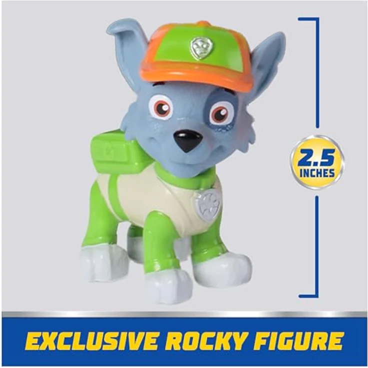 Paw Patrol Rocky's Recycling Truck, Deluxe Spielzeugfahrzeug mit 7 cm Rocky Figur und Funktion zum Verladen von Müll – Bild 9