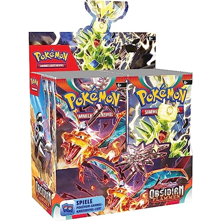 Pokémon-Sammelkartenspiel: Boosterpack-Display-Box Karmesin & Purpur – Obsidianflammen (36 Boosterpacks) – Bild 1