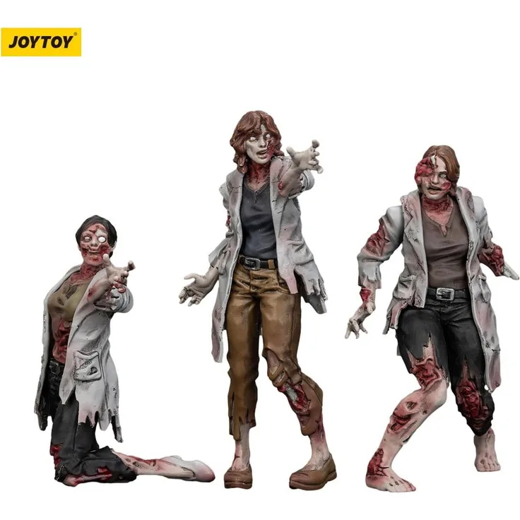 Joy Toy Zombie Dark Source Actionfiguren 3er-Pack, detailreiche Wissenschaftler (weiblich), 8 cm mit Zubehör