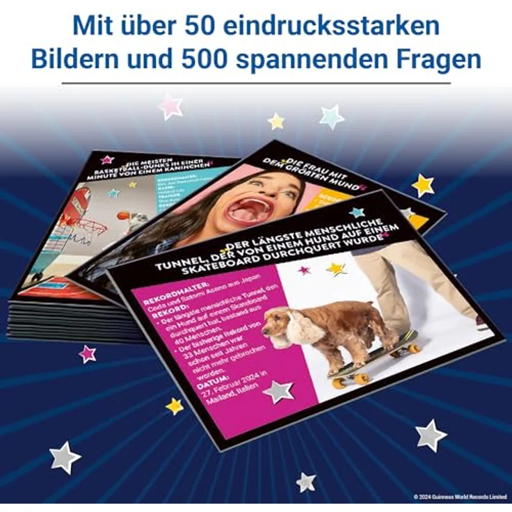 Ravensburger 22889 - Guinness World Records: Rekordjagd - Quiz- und Gedächtnisspiel voller Rekorde, Spiel ab 7 Jahren, Kartenspiel für 2-5 Spieler – Bild 5
