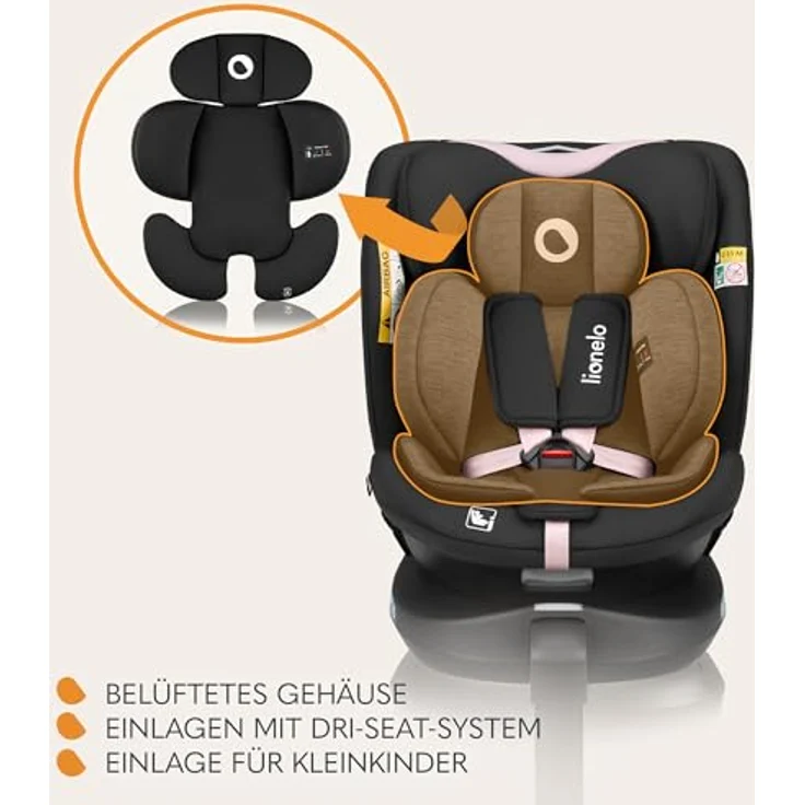 lionelo Autokindersitz NAVY I-SIZE, 360° EasyTurn-Drehbasis, für 40-150 cm, ab Geburt bis 12 Jahren, (Set) / i-Size, blau – Bild 5