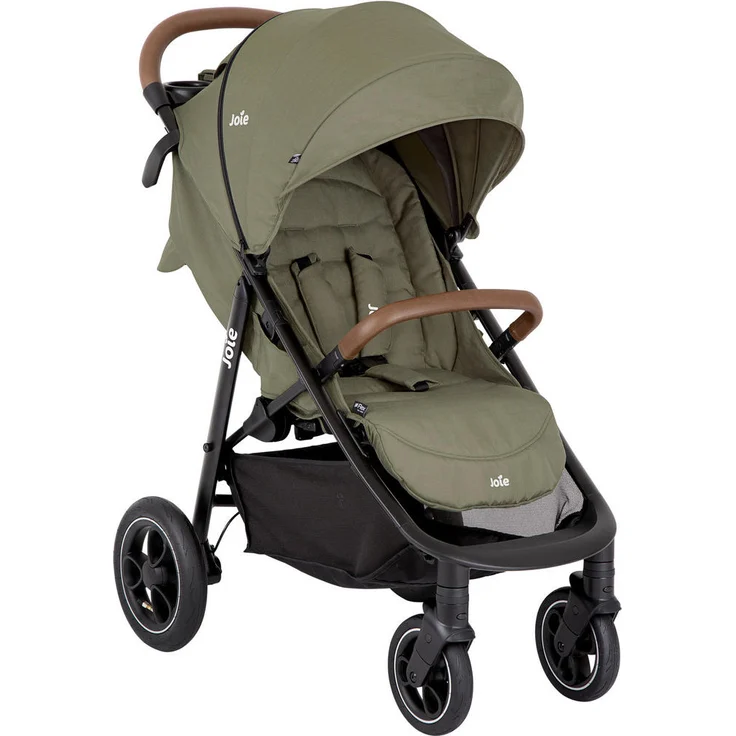 Joie Litetrax PRO Air Buggy, Dunkelgrün, 5-Punkte-Gurt, einhand-faltbar, Federung, abklappbare Fußstütze, für Babyschale geeignet