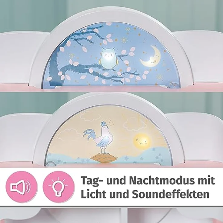 Baby Annabell, Puppen Wickeltisch, Baby Annabell Day&Night Wickeltisch mit drehbaren Rad in Tag- und Nachtmodus, Licht- und Soundfunktionen, Wickelauflage und 3 Kleiderbügeln, 709672, Zapf Creation – Bild 4