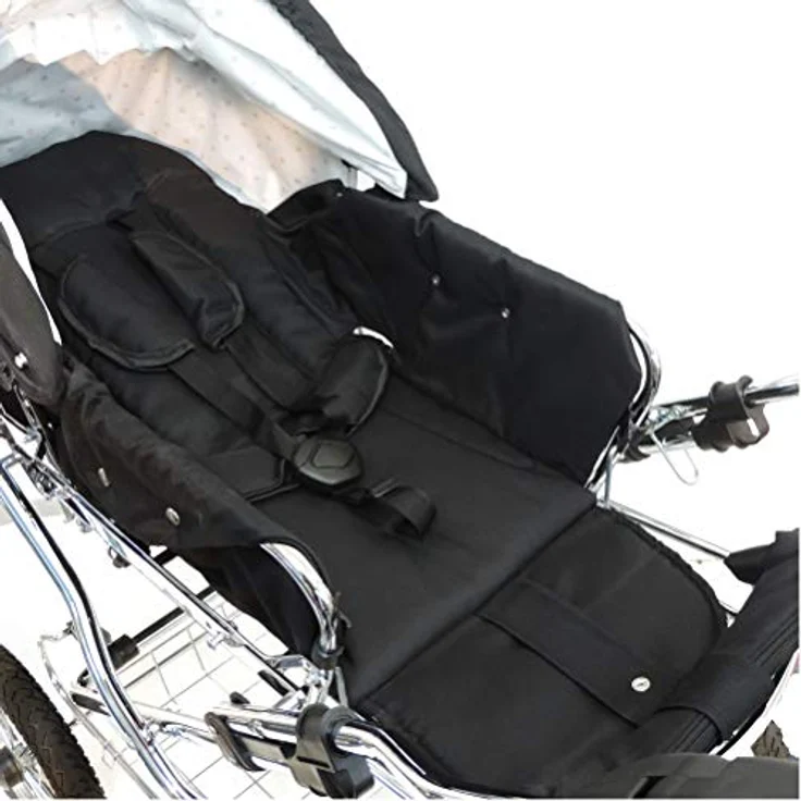 Eichhorn Buggy Sportwagen mit Lederriemengestell und Schieberhöhenverstellung, Blickrichtung wechselbar, Stoff Schwarz (ECCO-Rad) – Bild 3