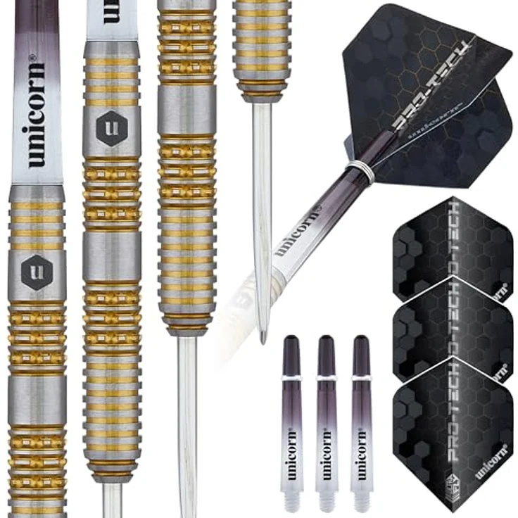 Unicorn Pro-Tech 6 90% - Steeldarts 23 Gramm, Goldbeschichtung – Bild 1