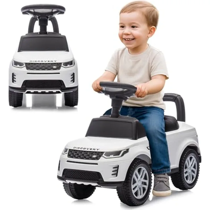Weiss Rutscher Land Rover Discovery 2in1, Rutschauto für Kleinkinder mit Sicherheitsmerkmalen, weiss