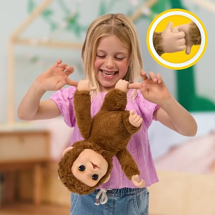 Moose Little Live -Haustiere meine Babypaffenspielfigur, interaktive Plüschtier Elch mit über 50 reaktionen, süßem Gesicht und beweglichen Händen, braun – Bild 4