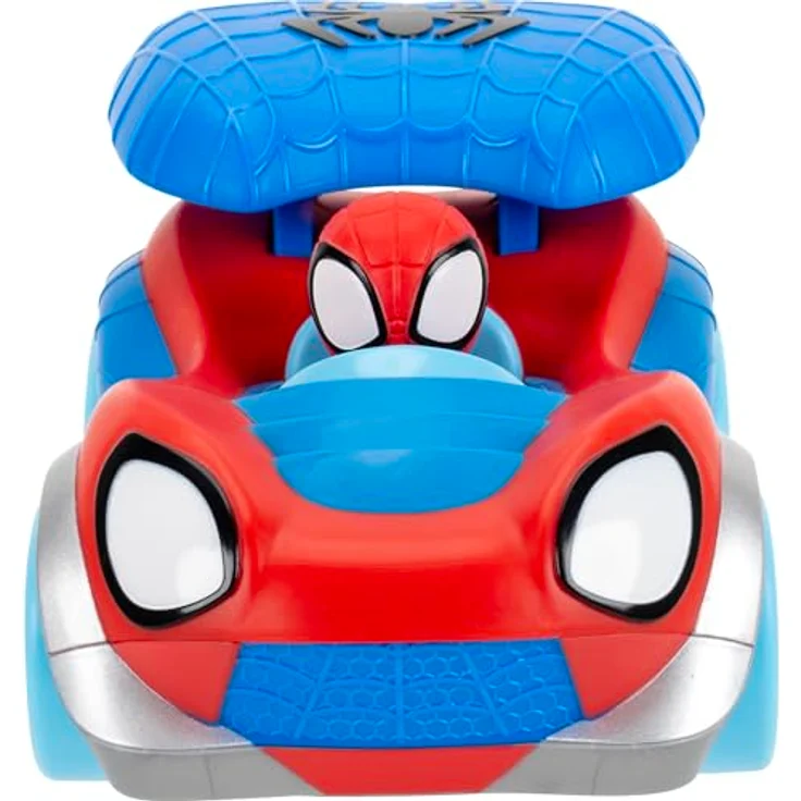 Spidey and His Amazing Friends Spidey Power Web Racer, Fahrzeug mit herunterdrückbarem Spoiler, Spidey-Kopf-Launcher und leuchtenden Rädern für actionreiche Rennen – Bild 3