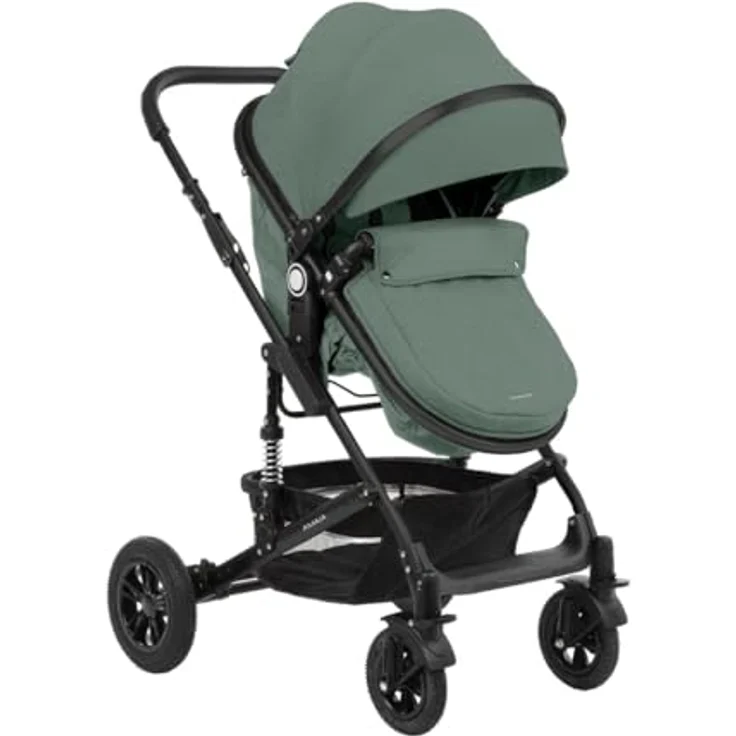 Kikkaboo Kinderwagen 3 in 1 Amaia, Kombikinderwagen mit i-Size Autositz, umbaubarer Sitzeinheit und Federung, grau – Bild 3