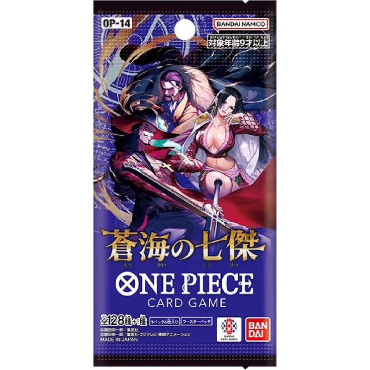 Bandai One Piece Card Game The Azure Sea's Seven Booster OP14, Japanisch, 6 Karten pro Pack, original verschweißt – Bild 1