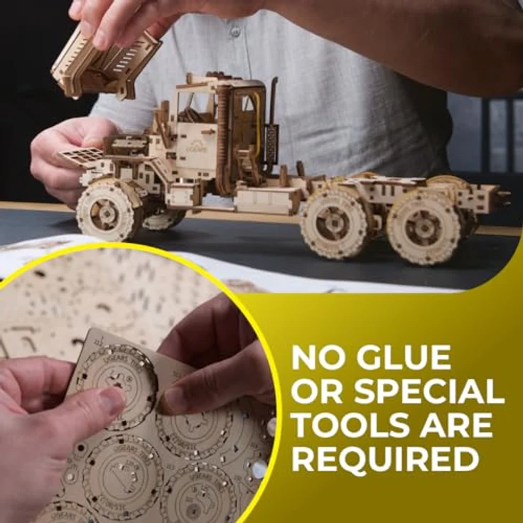 UGEARS Cargo Truck 3D Holzpuzzle, 550 Teile, mechanisches Modell mit Federantrieb für Erwachsene – Bild 3